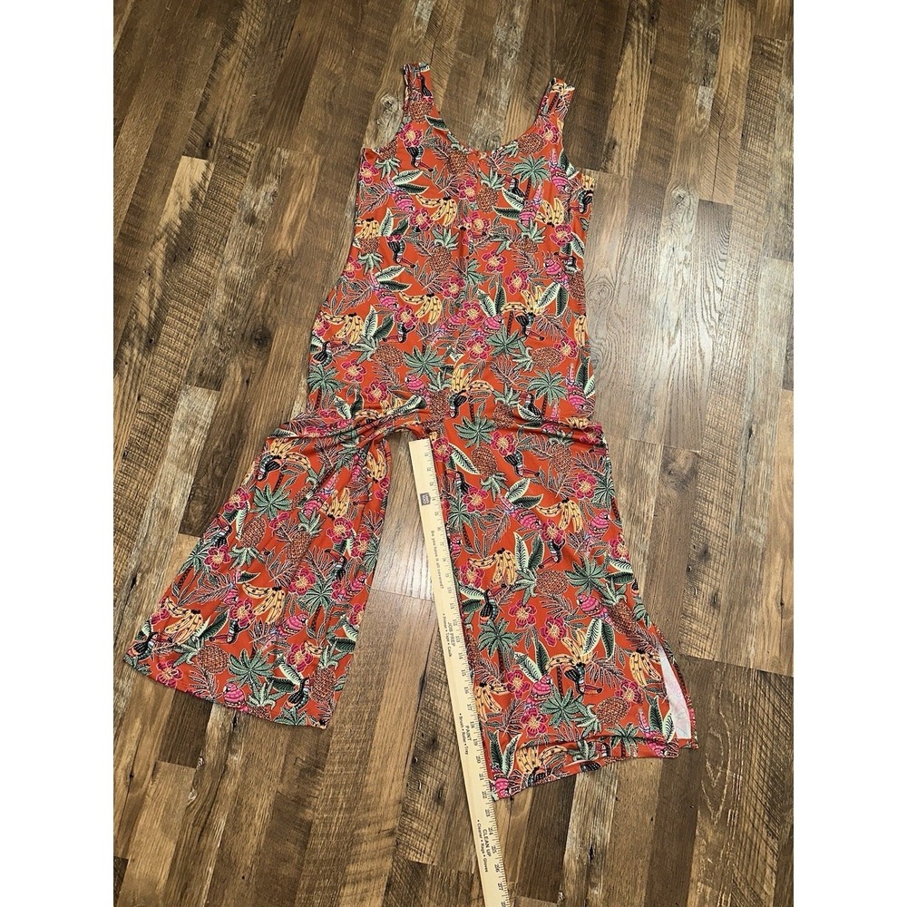 Cuddl Duds Wide Leg v-Neck Jumpsuit Buttery Soft Animal Kingdom Jungle small
